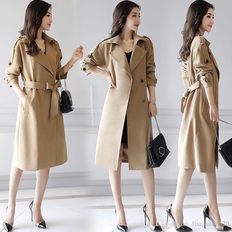 trench coats for women 2018 fashion korean style womenu0027s winter womenu0027s trench coats womenu0027s bow  outerwear elegant blends BOFRWBS