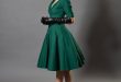 vintage dress unique vintage 1950s emerald green delores swing dress with sleeves RSIZAFY