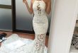 White Lace Prom Dress mermaid halter backless sweep train white lace prom dress ZWZHSRI