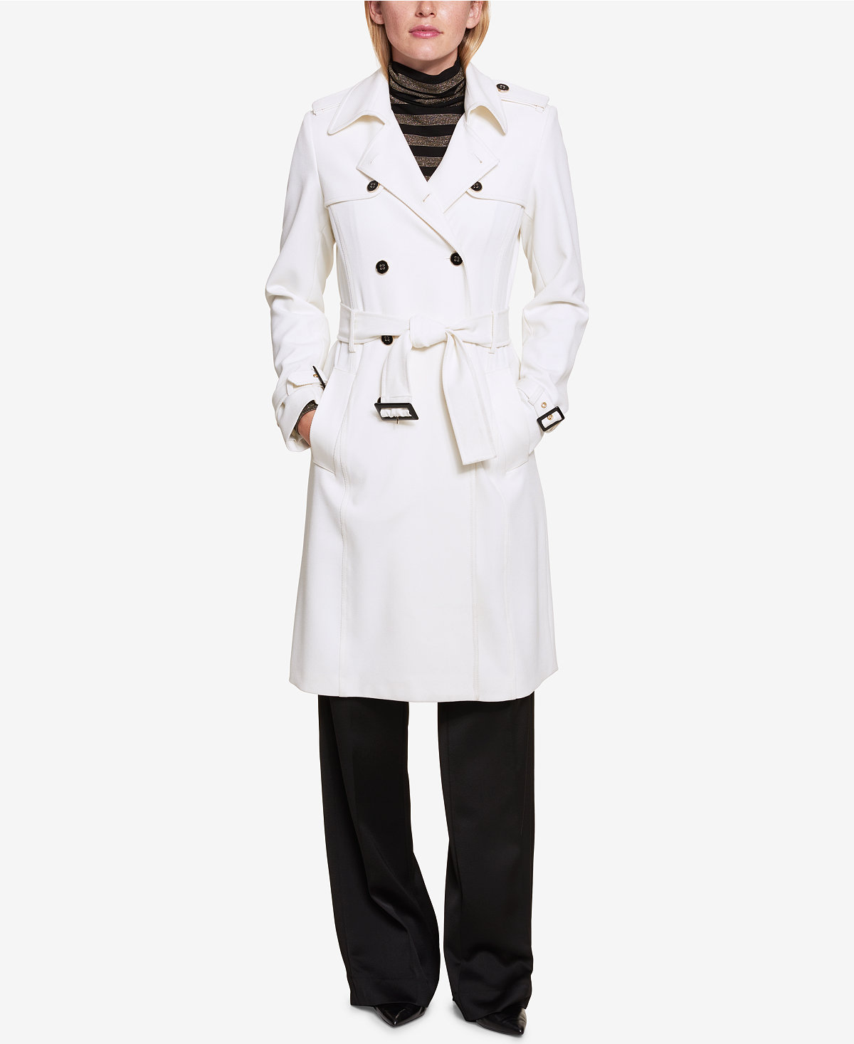 White Trench Coat 2tommy hilfiger belted trench coat, $99.99 POYNBFQ
