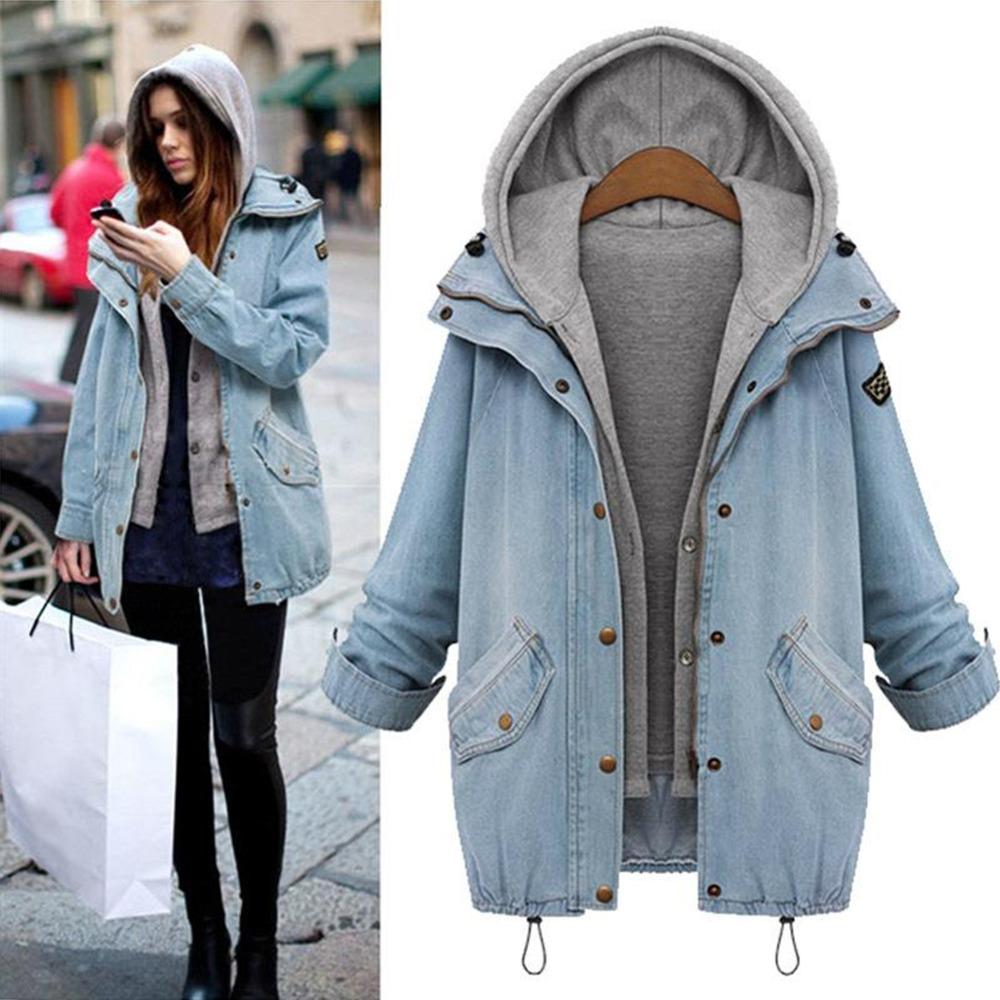 wholesale fashion winter coats women hoodie denim jackets women oversized  coat zipper pocket button XLIICPH
