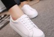 Womens Casual Shoes aier fashion lace-up platforms flat white casual shoes for women IIPDWQF