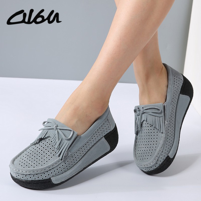 Womens Casual Shoes o16u women flat platform loafers ladies suede leather moccasins fringe shoes  slip on tassel CFBYGAA