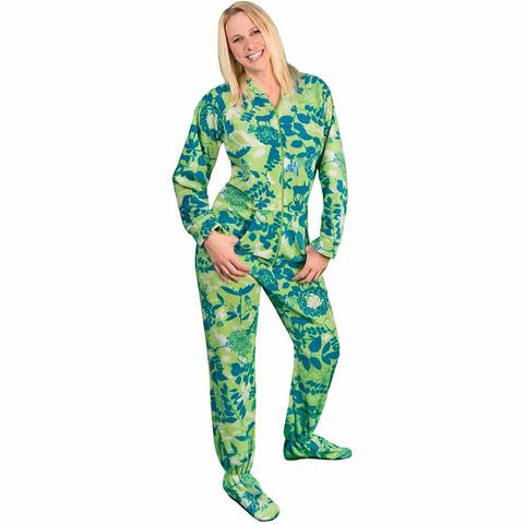 womens footed pajamas footed pajamas drop seat fleece nature silhouettes RLSLNNW