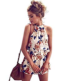 Womens Playsuits miss floral® womens sleeveless halterneck 2 piece floral print mini playsuit  size 6 - WMKRIZL